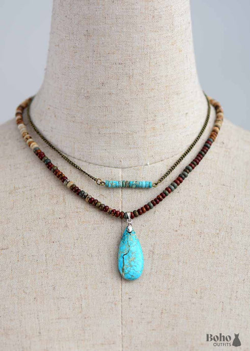 Boho Necklace, Choker Necklace, Jasper, Natural Stone